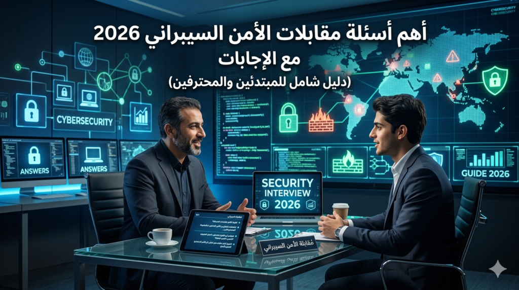 أهم أسئلة مقابلات الأمن السيبراني 2026 مع الإجابات (دليل شامل للمبتدئين والمحترفين)