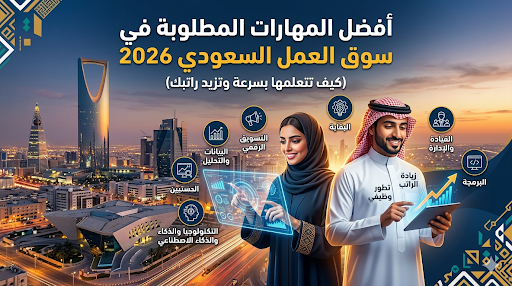 أفضل المهارات المطلوبة في سوق العمل السعودي 2026 (كيف تتعلمها بسرعة وتزيد راتبك)