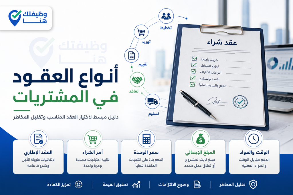 أنواع العقود في المشتريات ودليل اختيار العقد المناسب لتقليل المخاطر